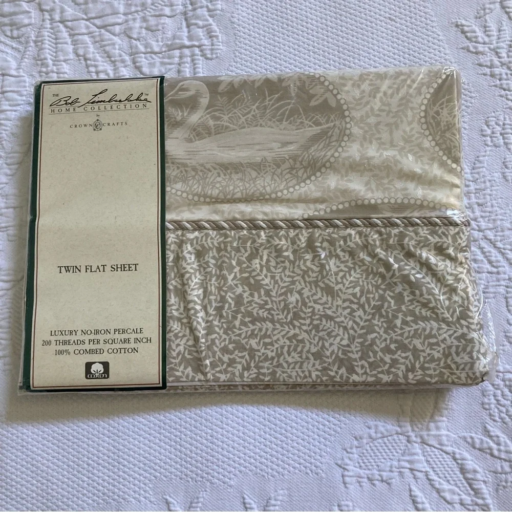 New Vintage Bob Timberlake swan twin flat sheet luxury no iron percale cotton